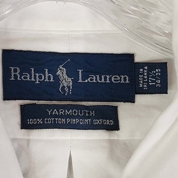 Polo Ralph Lauren Shirt Mens Size 17.5 XXL Solid White Button Down Yarmouth LS - Picture 5 of 8